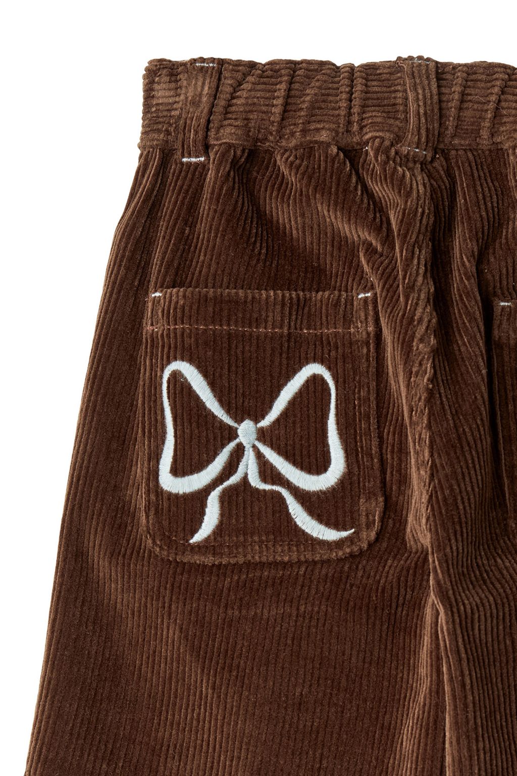 CORDUROY PANT W WIDE LEG  EMB AT BACKSIDE POCKET DK BROWN COMB 4