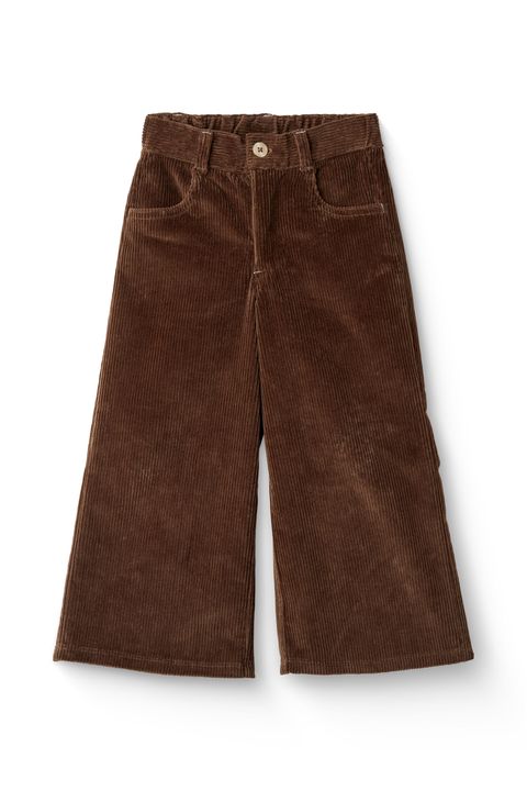 CORDUROY PANT W WIDE LEG  EMB AT BACKSIDE POCKET DK BROWN COMB