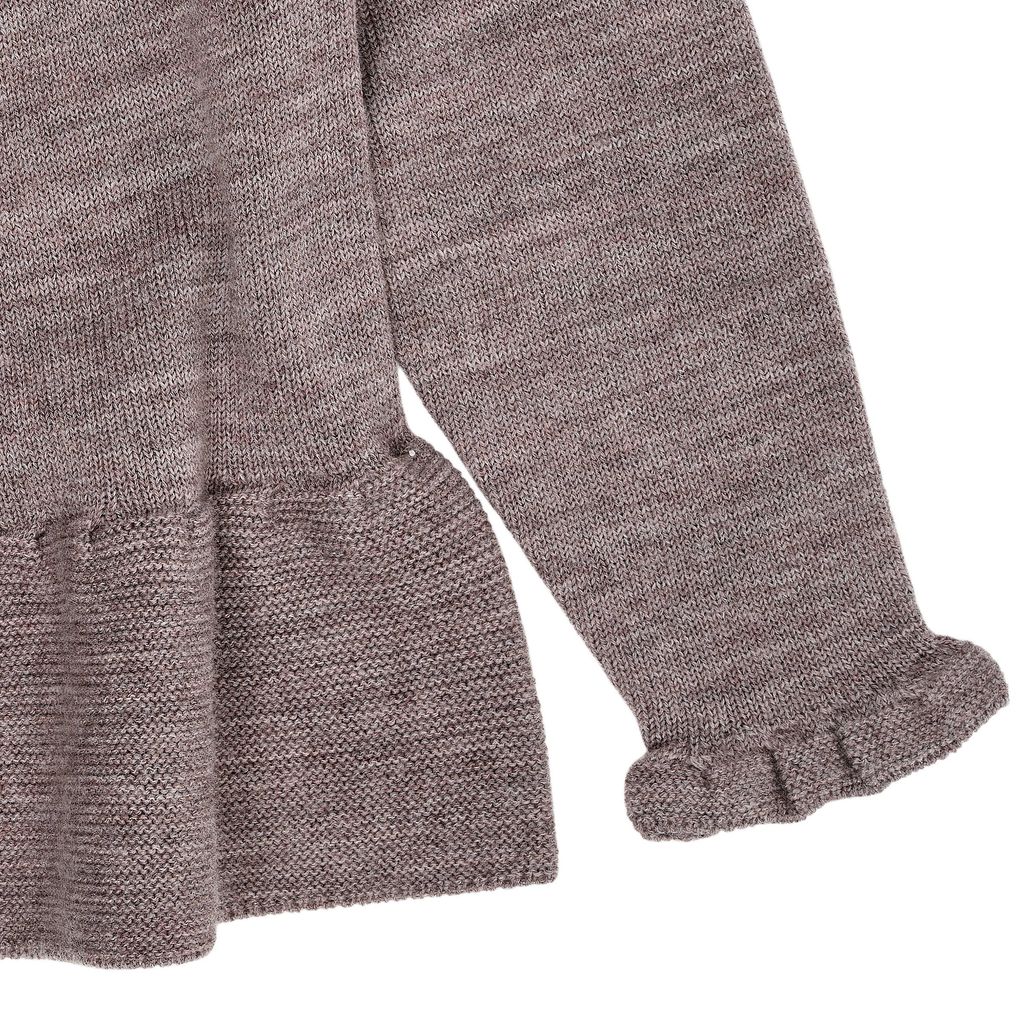 MERINO KNIT BLOUSE WITH FRILL NATURAL MELANGE 4