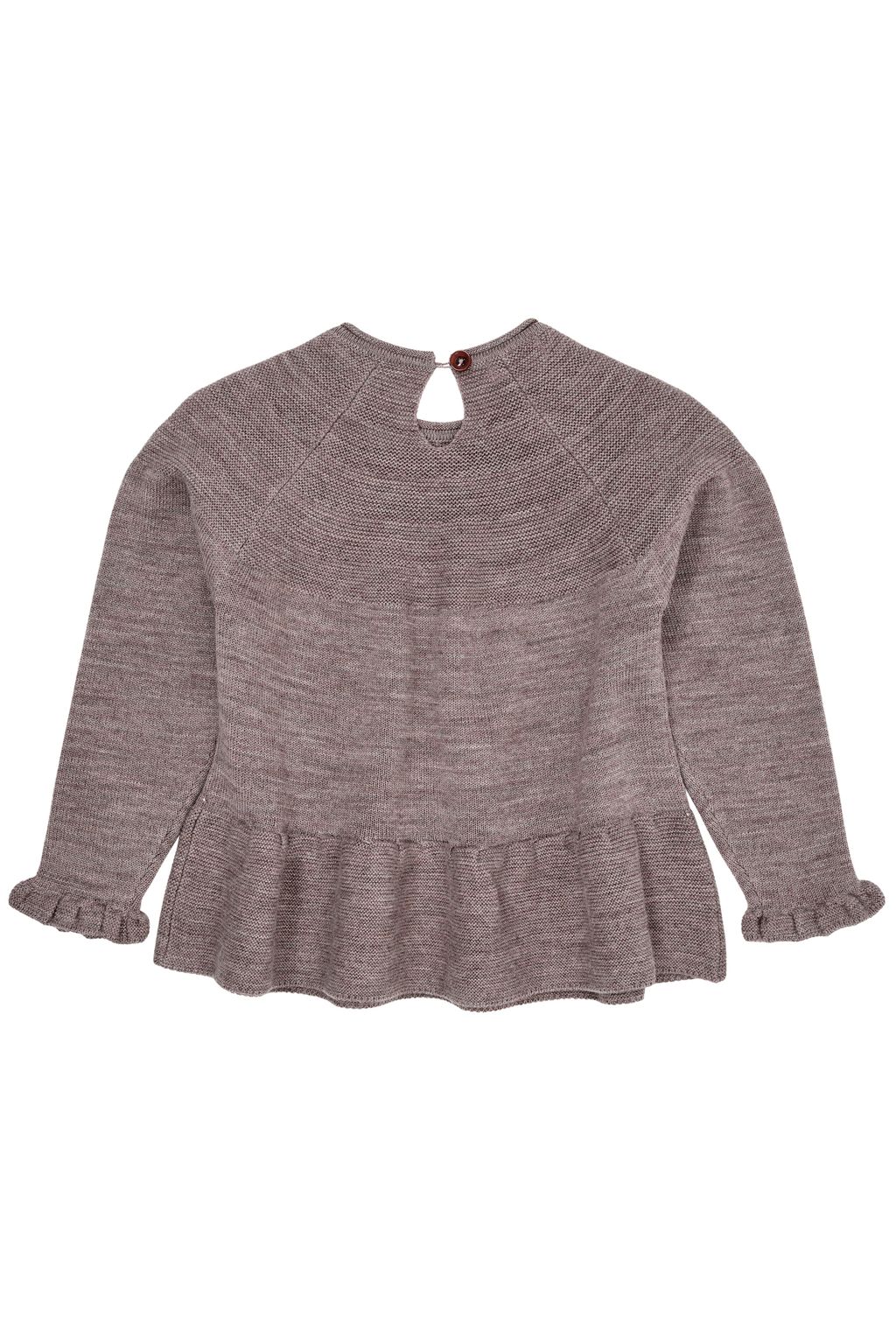MERINO KNIT BLOUSE WITH FRILL NATURAL MELANGE 2
