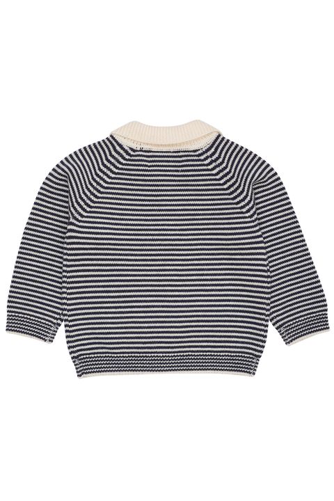MERINO STRIPED BLOUSE W COLLAR CREAM-NAVY STRIPE 2