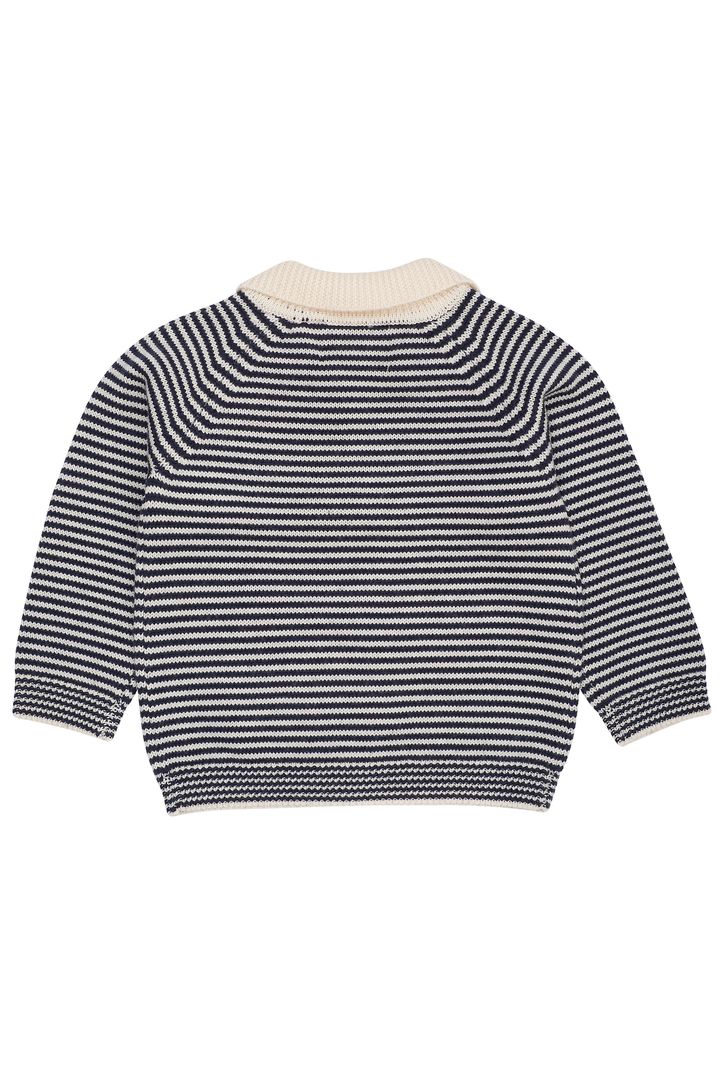 MERINO STRIPED BLOUSE W COLLAR CREAM-NAVY STRIPE 2