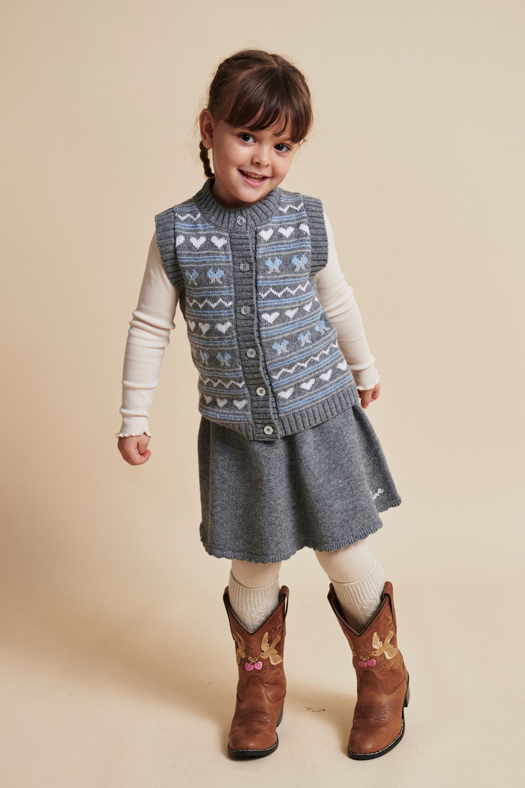 CASHMERE PATTERN VEST DK GREY COMB 3