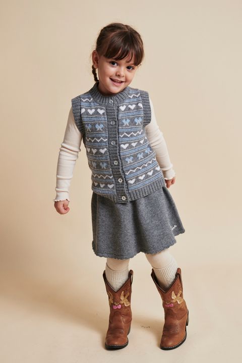 CASHMERE PATTERN VEST DK GREY COMB 3