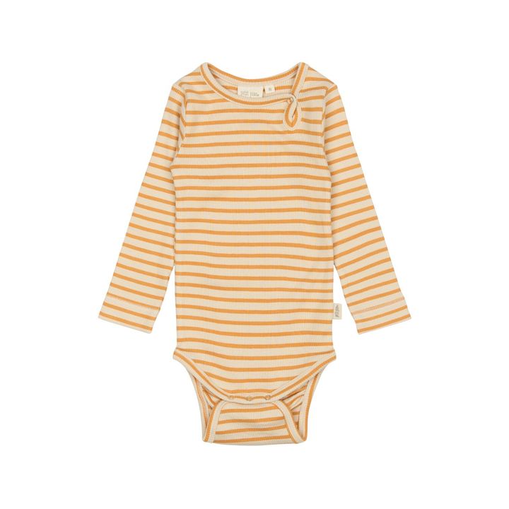 PP301 - Body L-S Modal Striped - Sunflower-off white - Extra 0-Photoroom