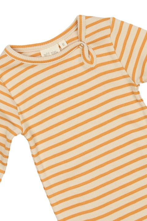 PP301 - Body L-S Modal Striped - Sunflower-off white - Extra 2