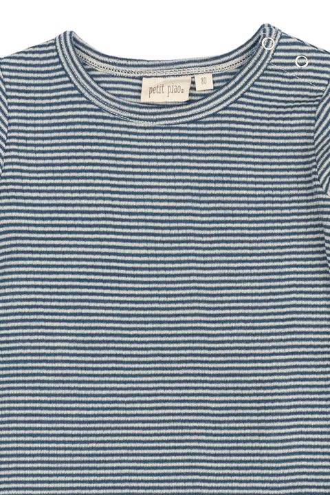 PP903 - PPDante T-Shirt L-S Meriono Wool Striped - Ensign blue-dark off white - Extra 2