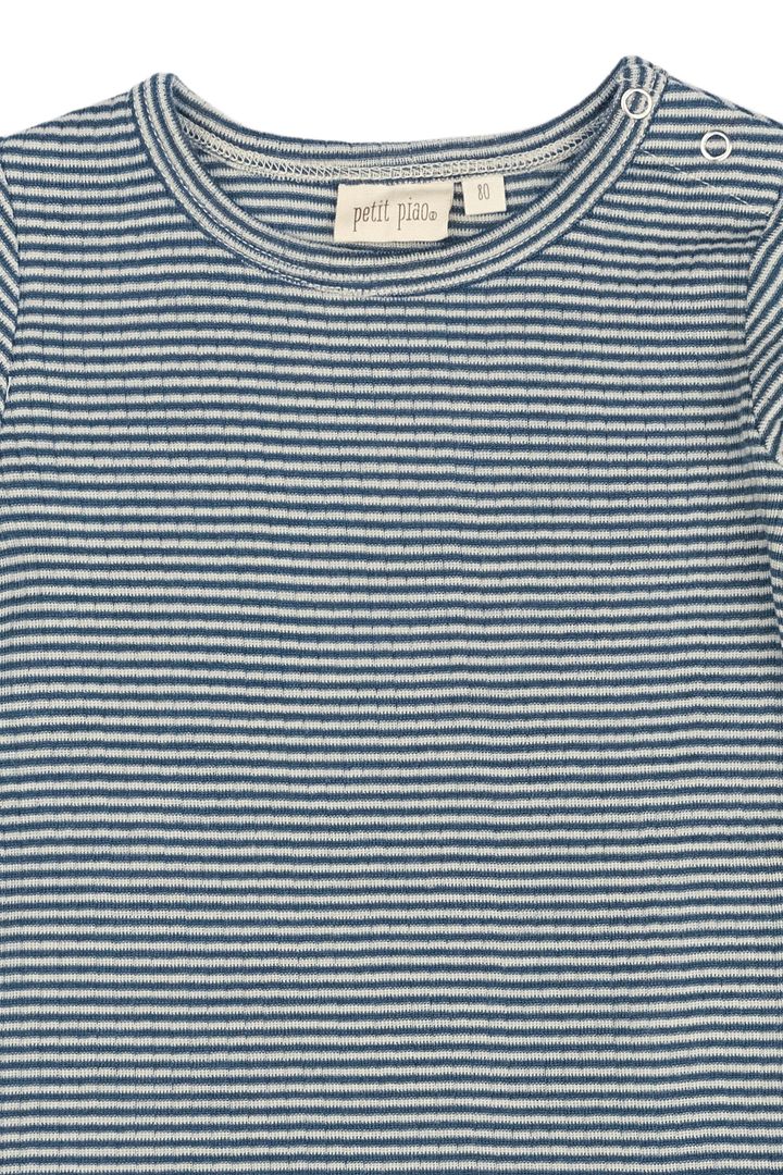 PP903 - PPDante T-Shirt L-S Meriono Wool Striped - Ensign blue-dark off white - Extra 2
