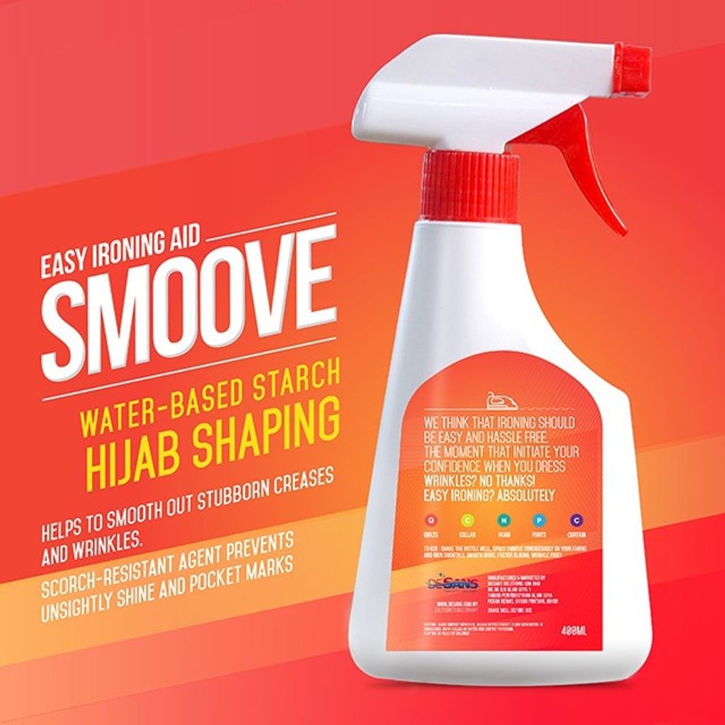 Pengeras Tudung Murah Smoove Hijab Starch Spray 400mL Desans Solutions