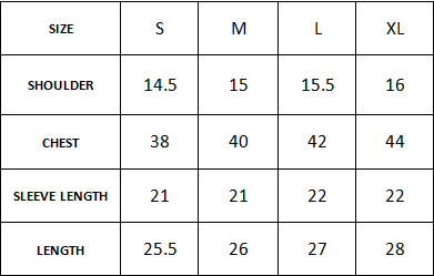 SIZE CHART BOXY TOP