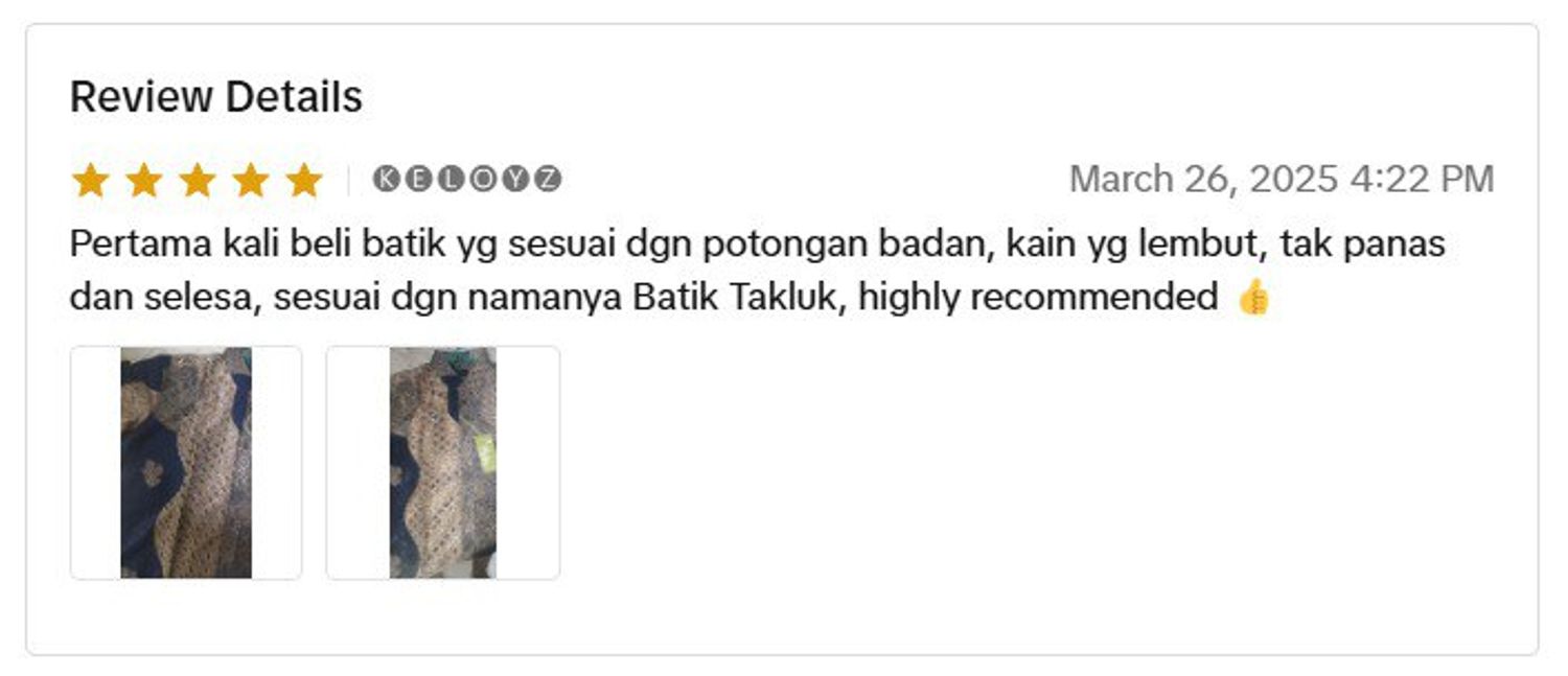 BATIK HOUSE MY - PERTAMA KALI BELI