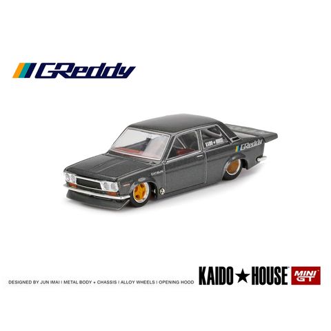 DIECAST_MINIGT GREDDY Datsun 510 Pro Street Gun Metal Grey 1