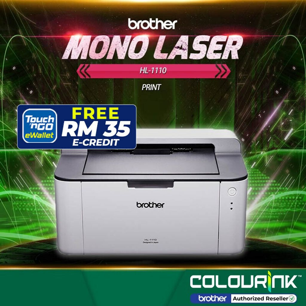 Brother HL-1110 Laser Monochrome Black & White A4 Size Printer Single Print  Support OTG Similar LBP6030 M12A 107A P2506 – ColourInk Consumable Sdn Bhd