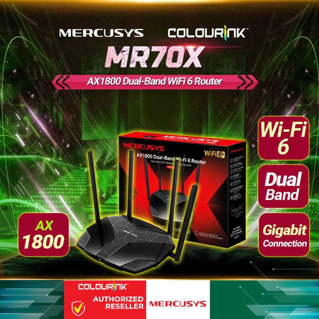 Mercusys Powered by Tp-Link MR70X AX1800 Dual Band Wi-Fi 6 Router Gigabit  Repeater AP Access Point TX2 AX55 AX23 AX3 – ColourInk Consumable Sdn Bhd