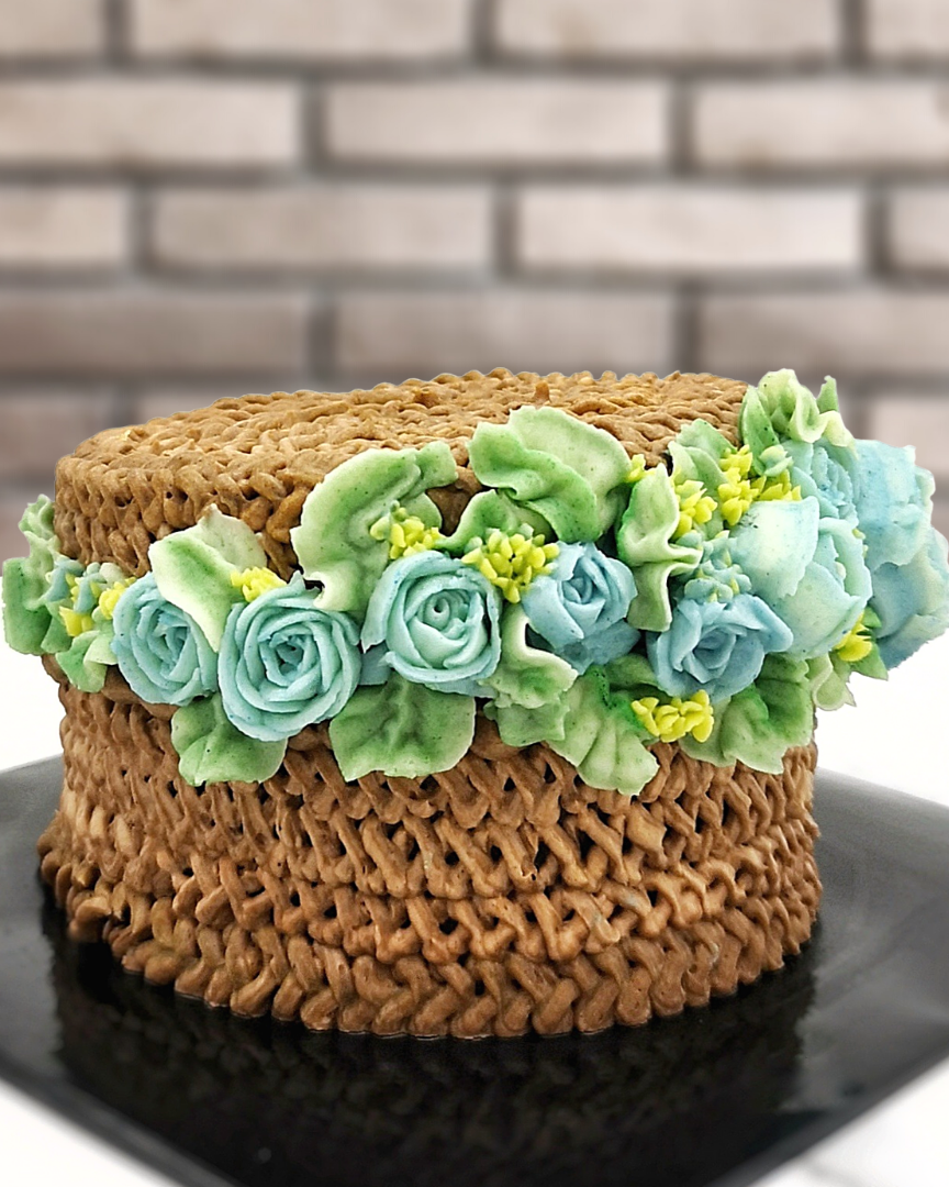 Basket Cake With Buttercream Flowers - Cake Style
