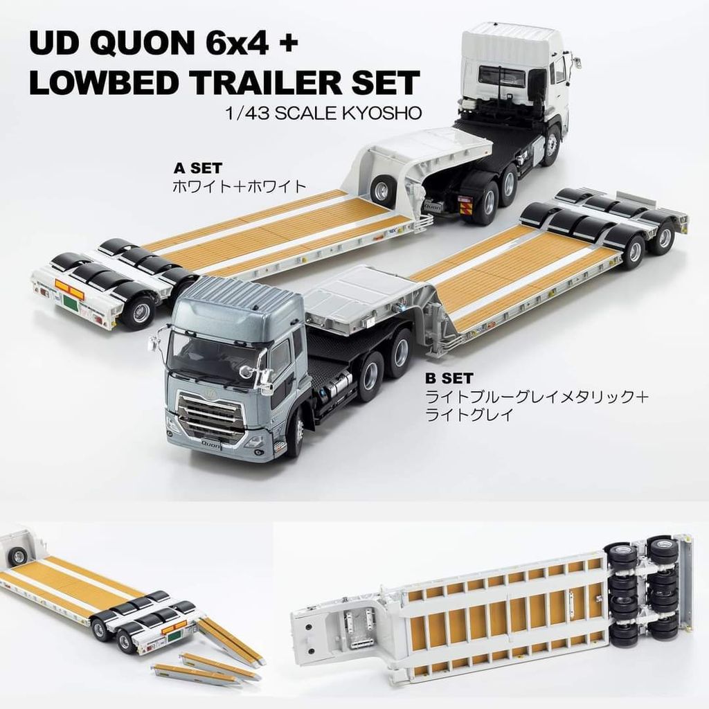 自動車 KYOSHO UD QUON 6x4&LOWBED TRAILER 1/43 UD QUON 6x4 + LOWBED TRAILER SET 1/43 – Inconst