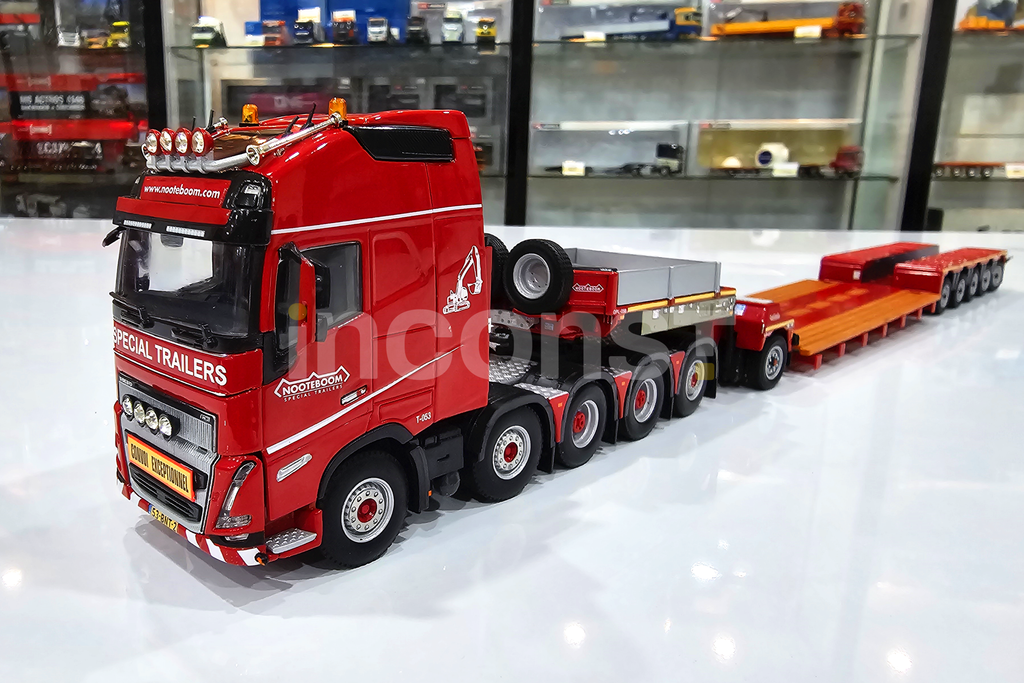 ミニカー WSI 1/50 VOLVO MCO-PX 5ac Nooteboom NOOTEBOOM RED LINE; EURO-PX 1+5 VOLVO FH5 GLOBETROTTER XL