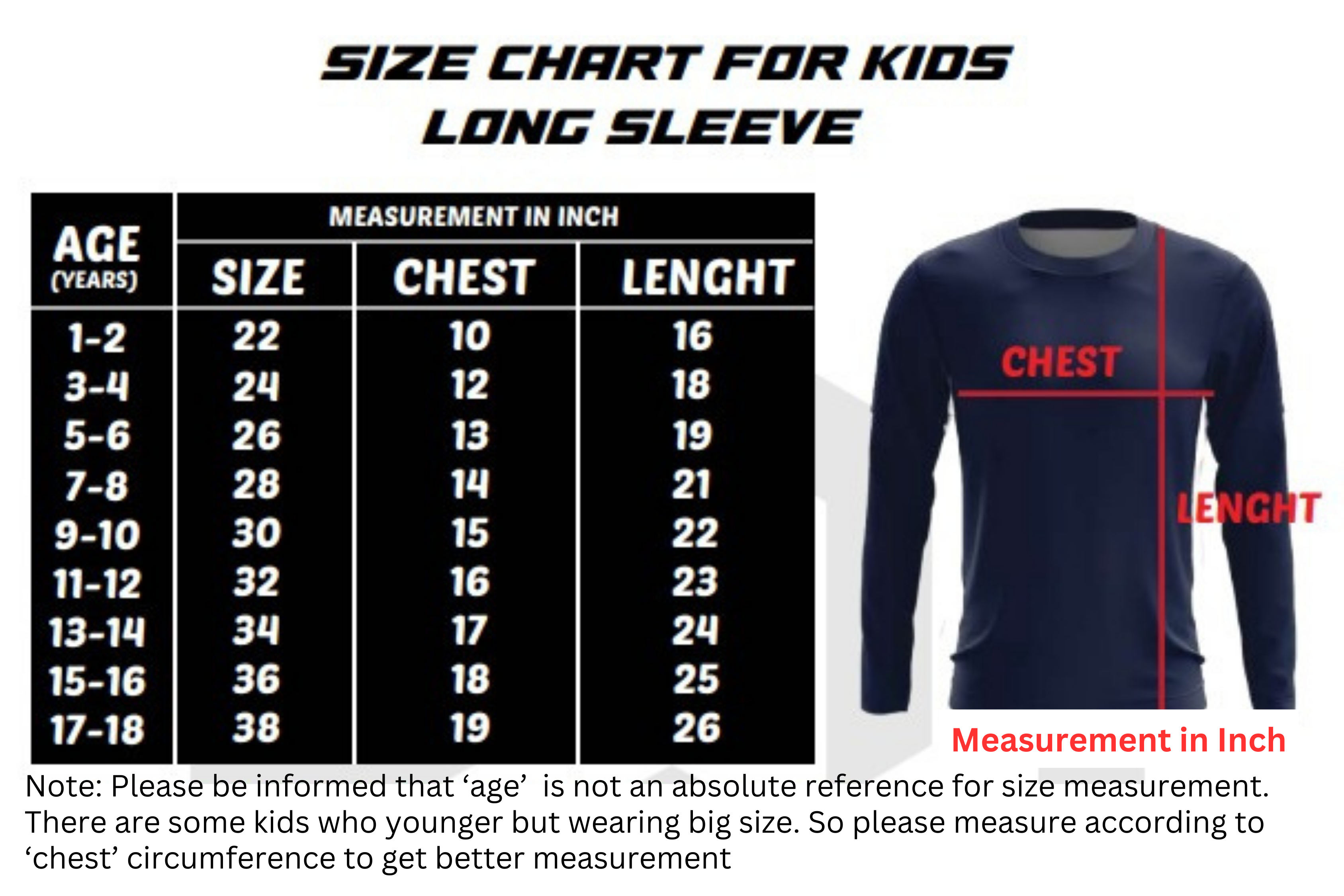 Note Please be informed that ‘age’ is not an absolute reference for size measurement. There are some kids who younger but wearing big size. So please measure according to ‘chest’ to get better mea (2)