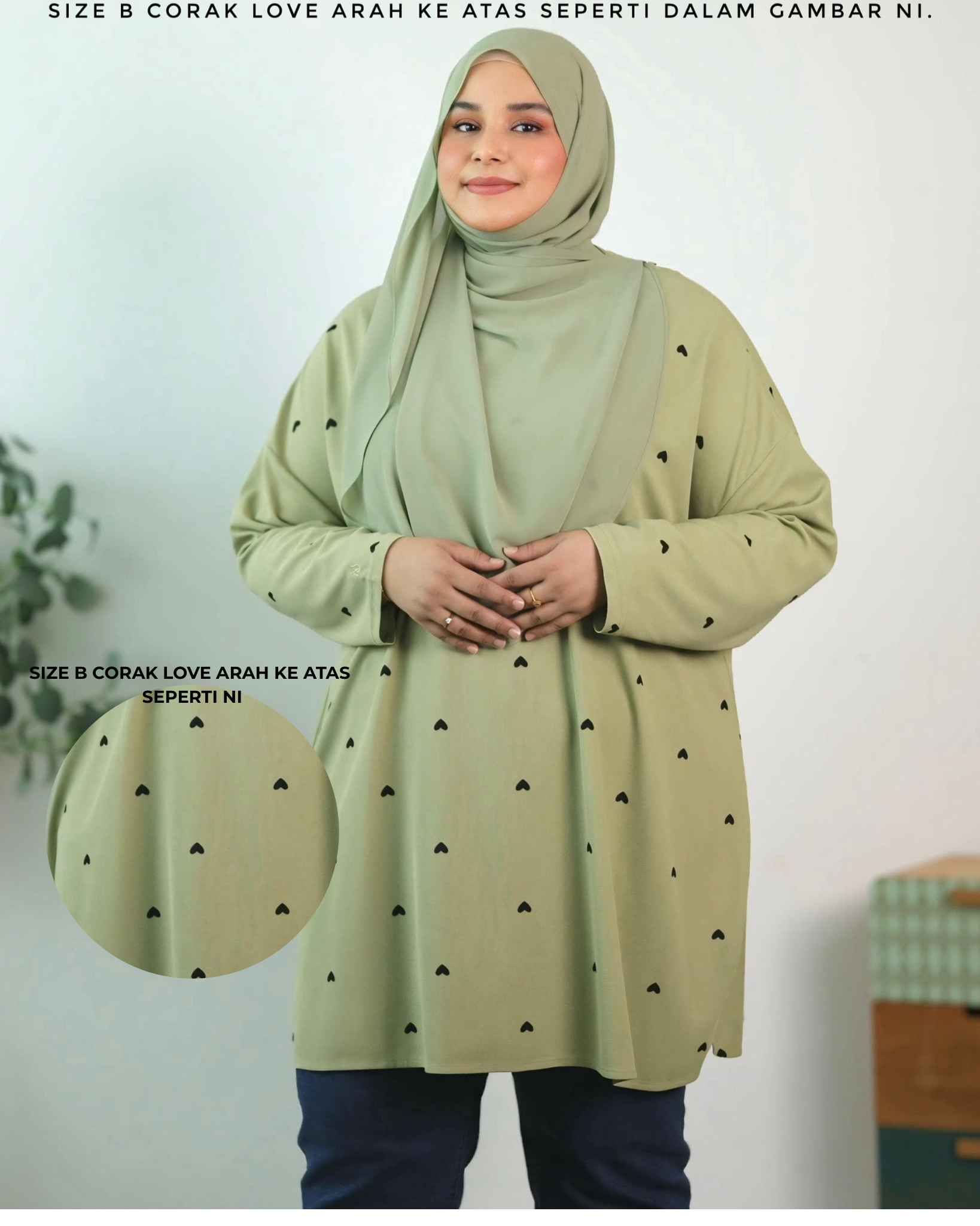 SIZE B CORAK LOVE ARAH KE ATAS SEPERTI NI