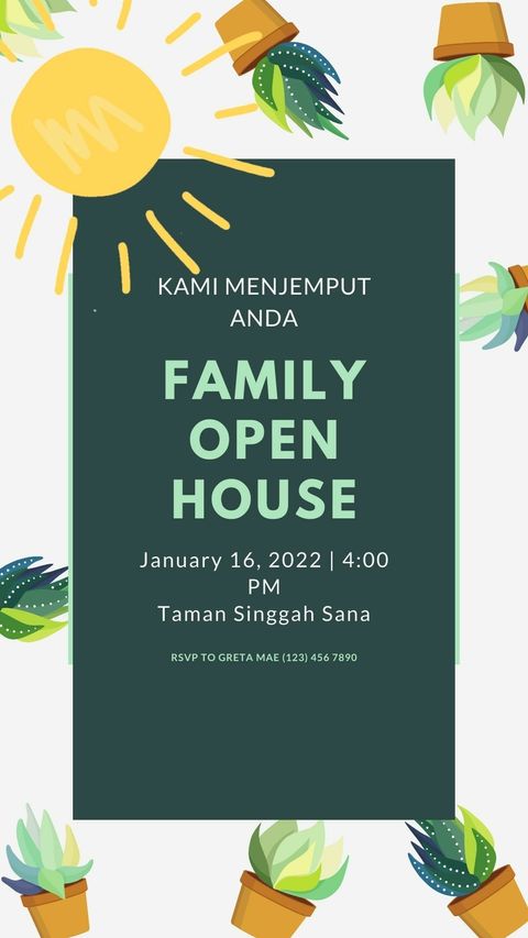 Light Teal Succulent Background Open House Invitation