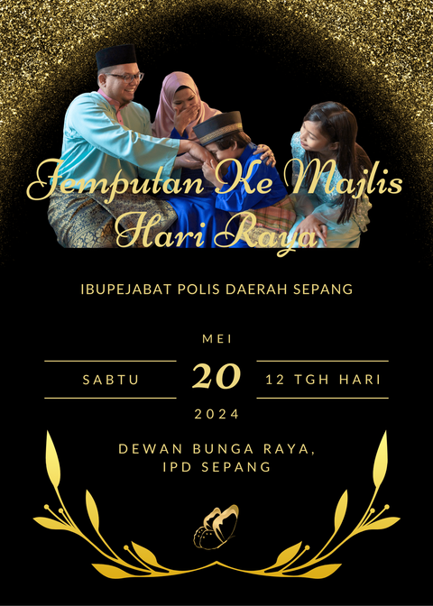 Black Gold Elegant Glamour Wedding Invitation 