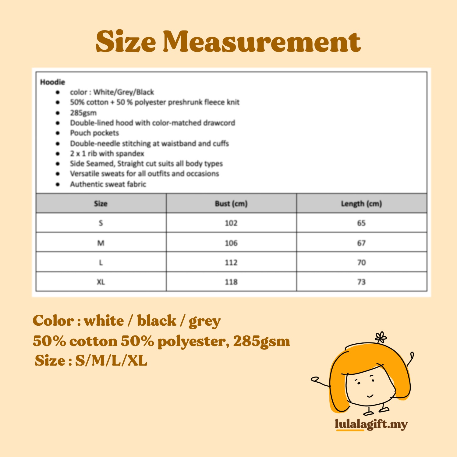 Hoodie size