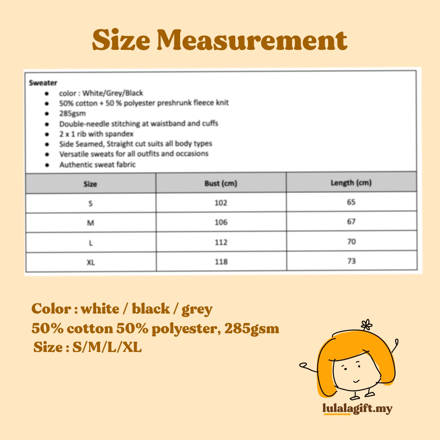 Sweater size