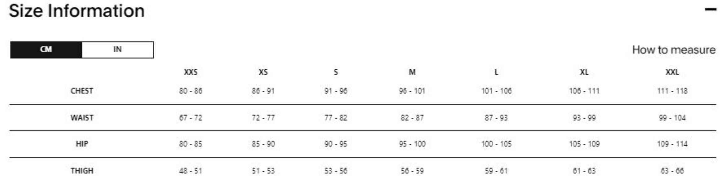 Pas Normal Men Size Chart