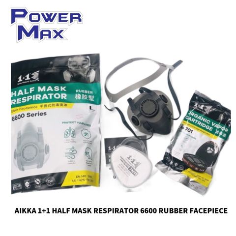 AIKKA 1+1 HALF MASK RESPIRATOR 6600 RUBBER FACEPIECE  (SIZE M)