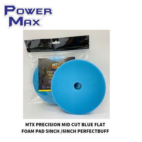MTX PRECISION MID CUT BLUE FLAT FOAM PAD 5INCH _6INCH PERFECTBUFF