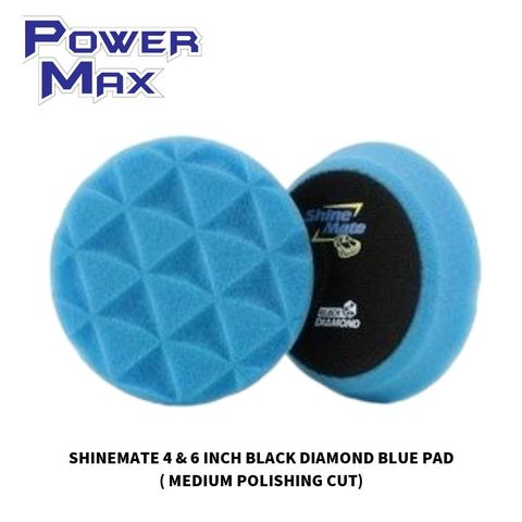 SHINEMATE 4 & 6 INCH BLACK DIAMOND BLUE PAD ( MEDIUM POLISHING CUT)
