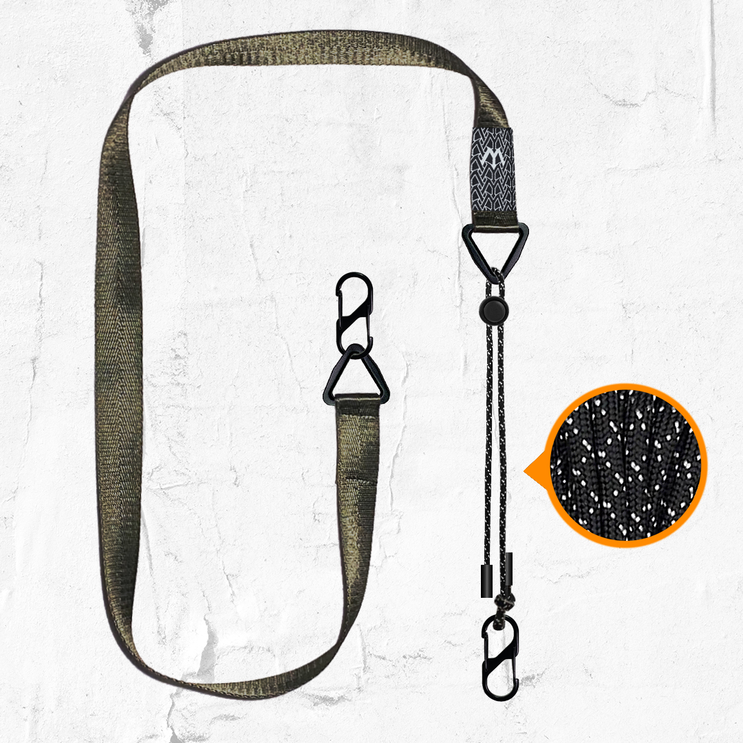 繩子背帶-綠+黑白雪花