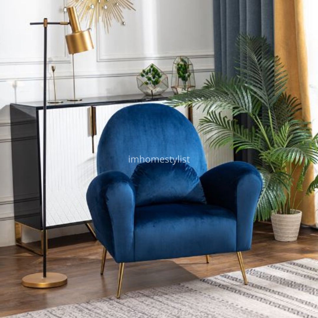 listerby navy blue velvet armchair