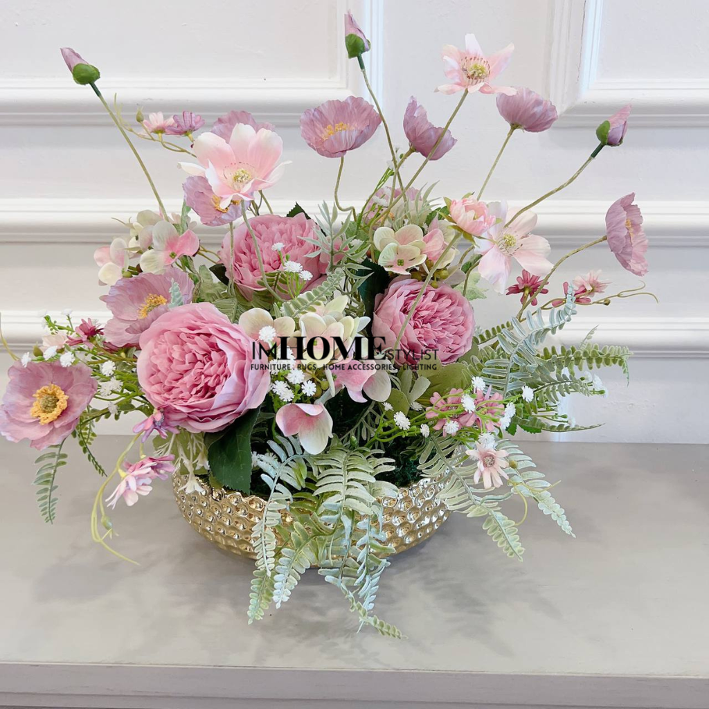 FleurAlva Soft Purple Flower With Gold Vase IMhomestylist