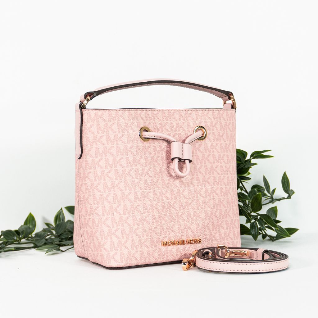 Michael Kors Suri Small Bucket Crossbody in Signature Dark Powder Blush  (35T0GU2C0B) – Masfreenky Shopperholic