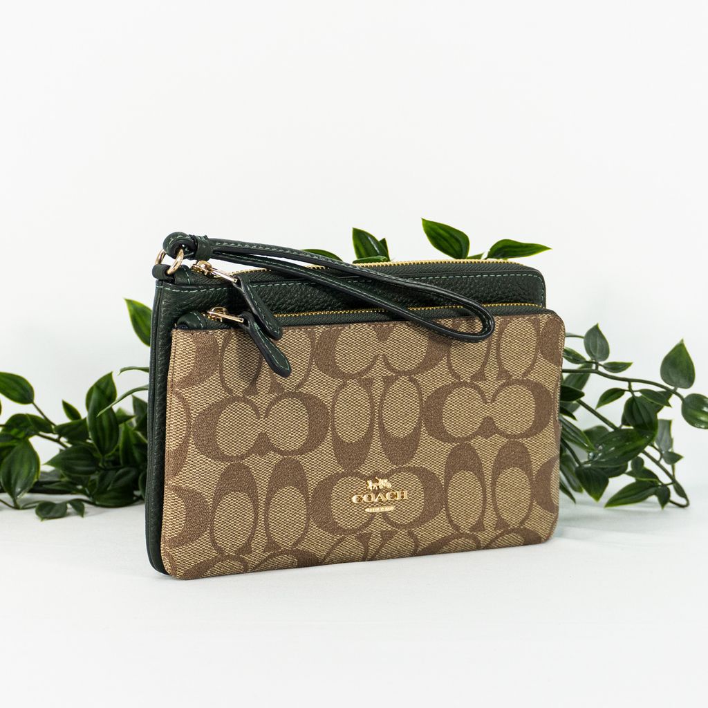 COACH Double Zip Wallet In Signature Canvas in Khaki Amazon Green Multi (C5576) – Masfreenky Shopperholic COACH Double Zip Wallet In Signature Canvas in Khaki Amazon Green Multi (C5576) – Masfreenky Shopperholic