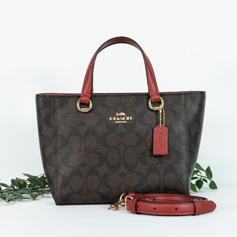 COACH Alice Satchel Signature Canvas in Brown Red 1
