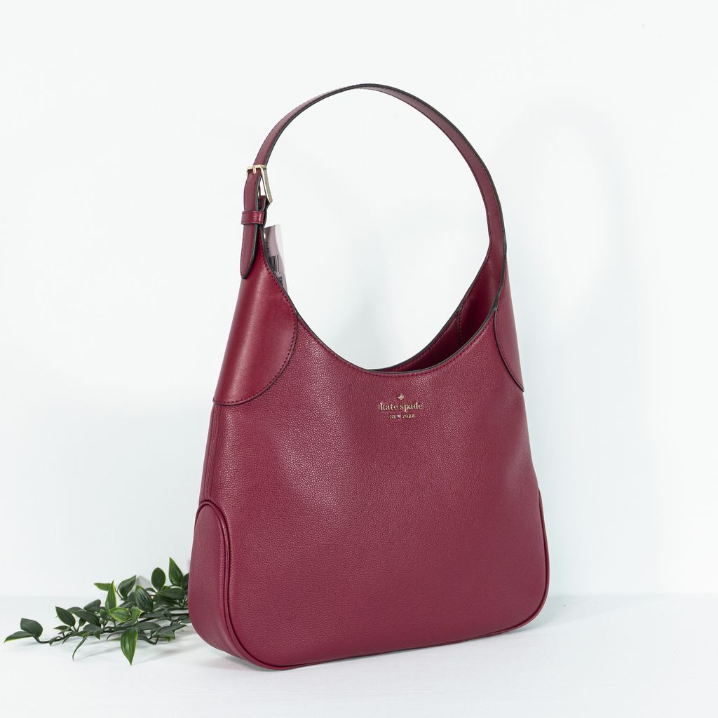 KATE SPADE Aster Pebbled Leather Shoulder Bag in Cranberry 2