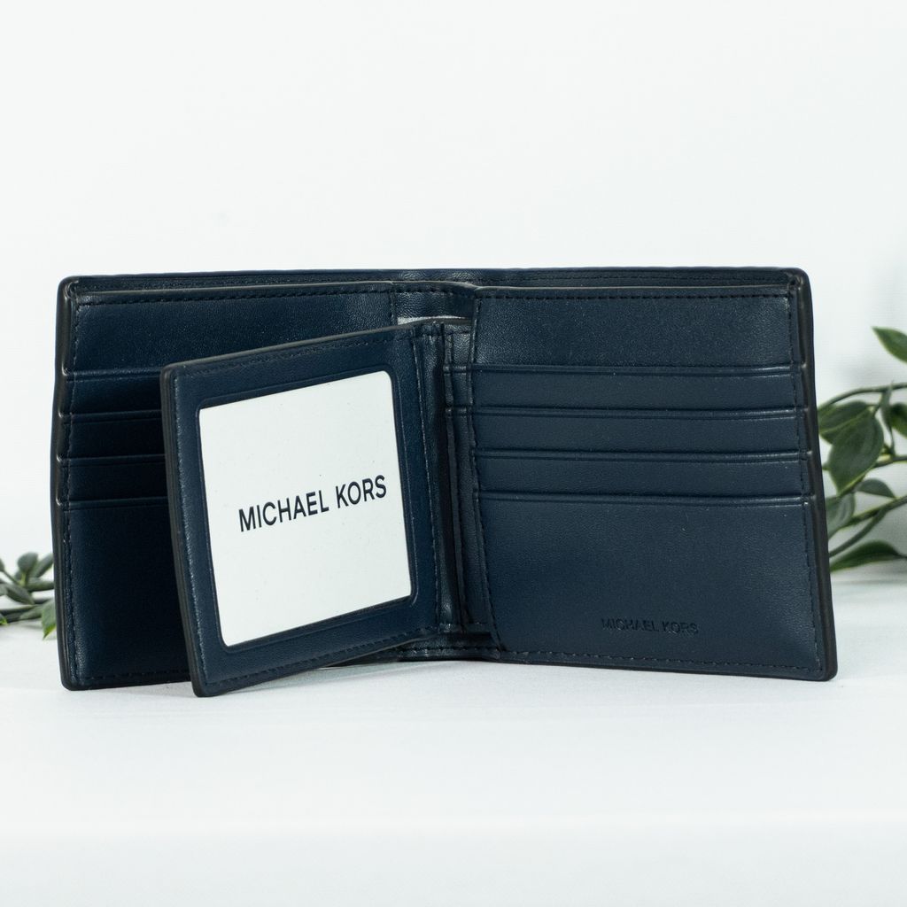 MICHAEL KORS Cooper Leather Billfold Wallet With Passcase in Navy 3
