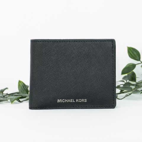 MICHAEL KORS Harrison Leather Billfold Wallet With Passcase in Black 1