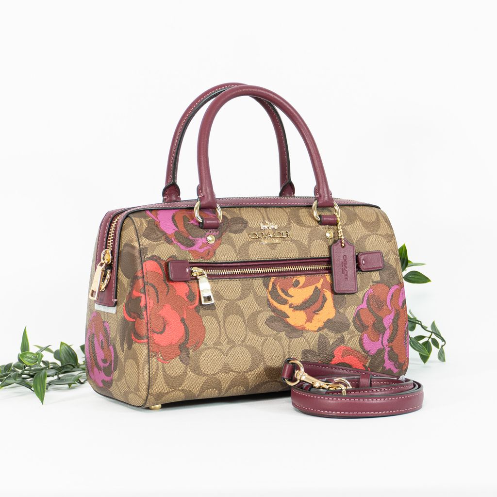 COACH Rowan Satchel In Signature Canvas With Jumbo Floral Print in GoldKhaki Multi 2