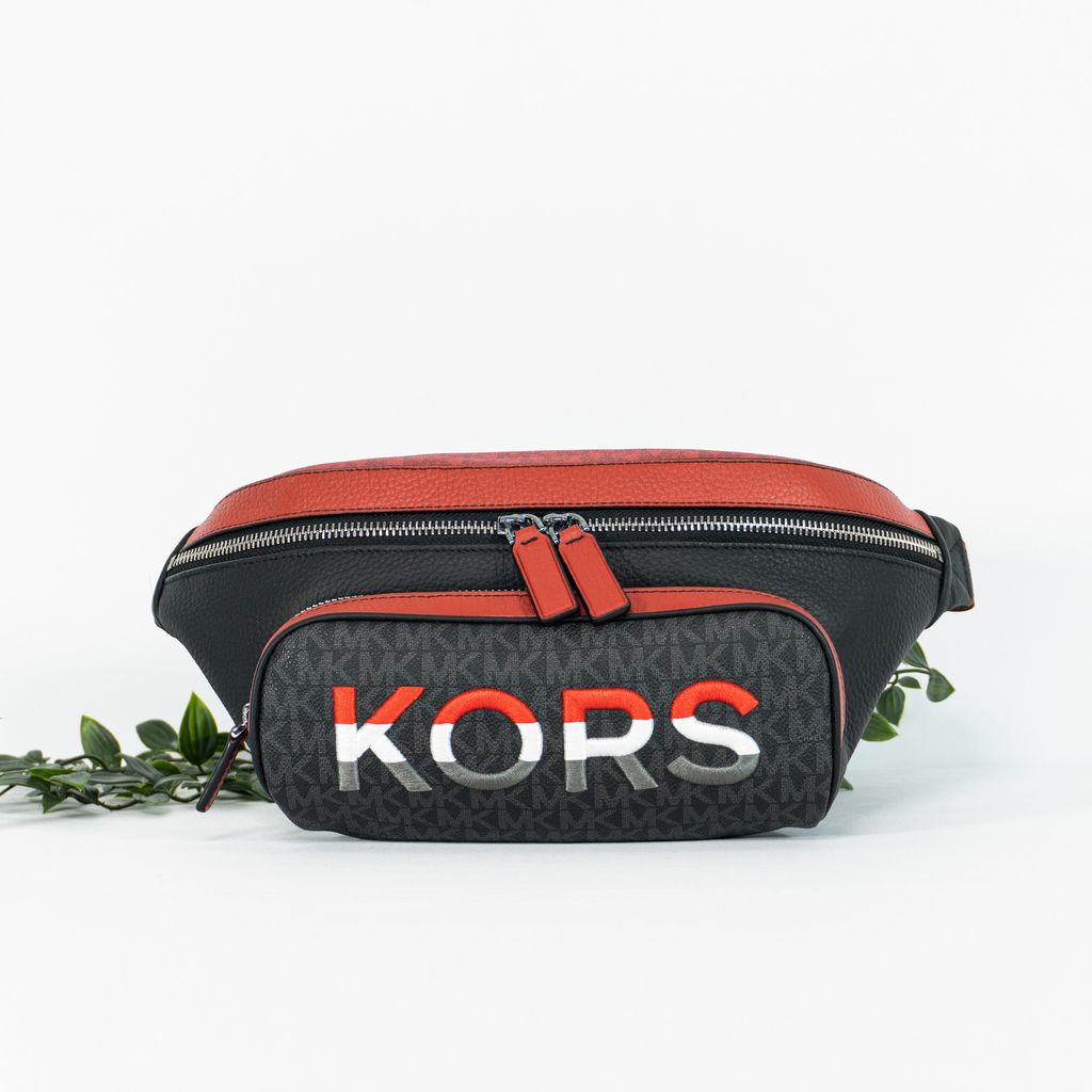 MICHAEL KORS Men's Signature Cooper Embroidered Belt Bag in Flame Multi 1