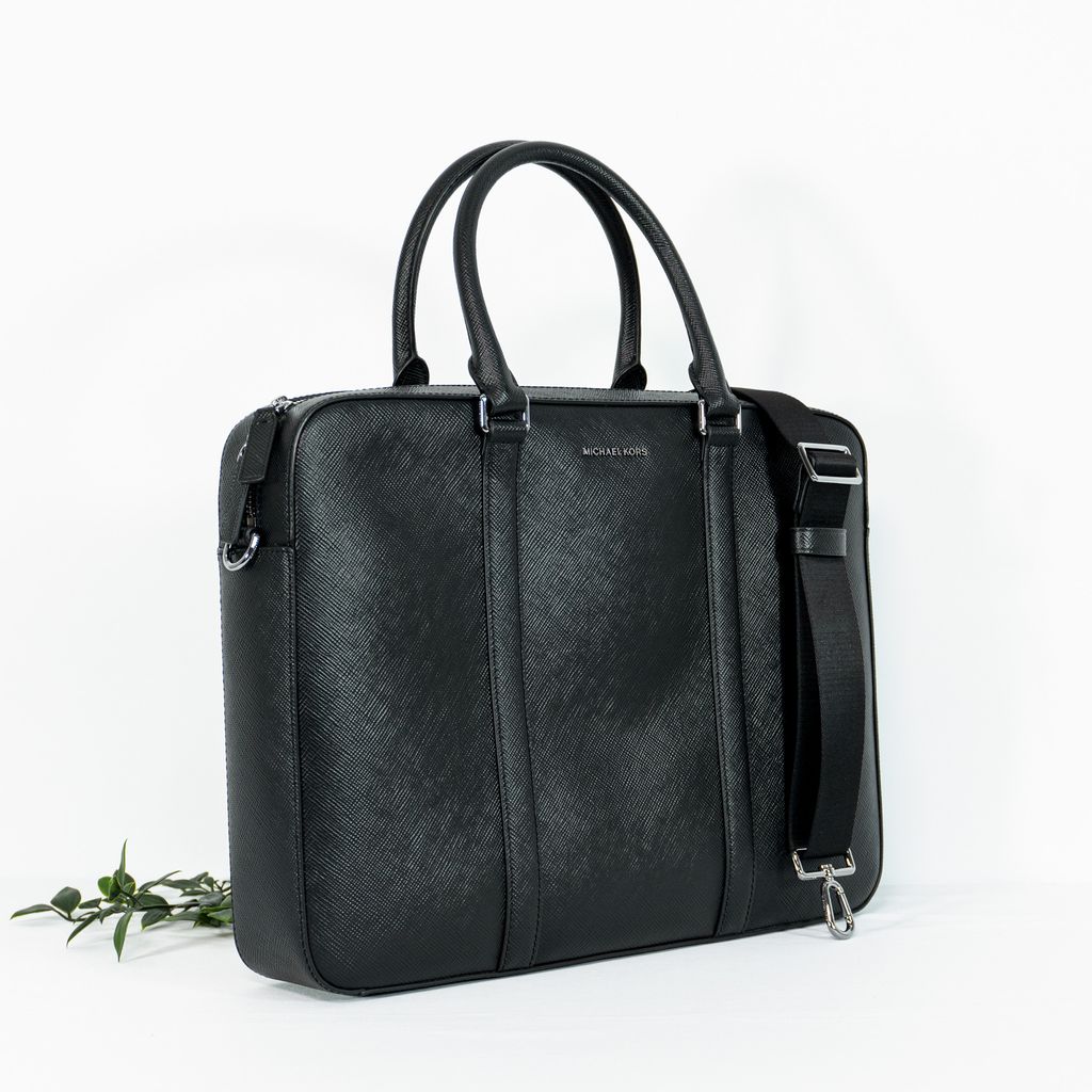 MICHAEL KORS MEN Harrison Commuter Leather Briefcase in Black 2