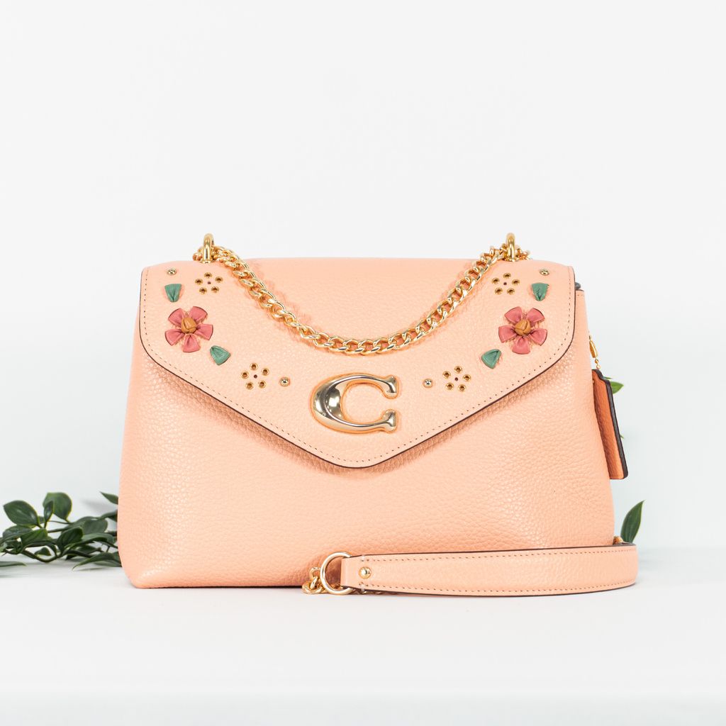 COACH Tammie Shoulder Bag With Floral Whipstitch in Faded Blush Multi 1