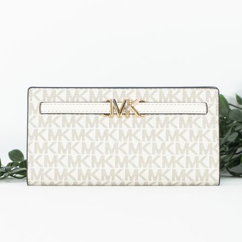 MICHAEL KORS Reed Large Snap Wallet in Signature Light Cream Multi 1