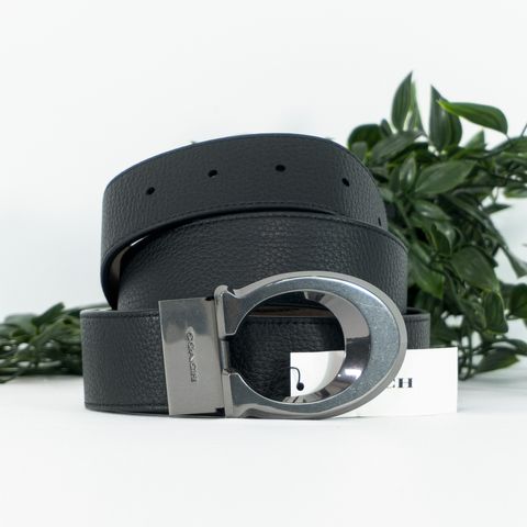 COACH Signature Buckle Cut To Size Reversible Belt, 38 mm in BlackDark Saddle 1
