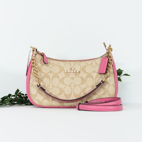 COACH Teri Shoulder Bag In Signature Canvas in Light KhakiPetunia 1