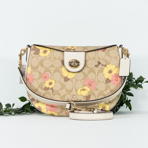 COACH Ella Hobo In Signature Canvas With Floral Cluster Print in Light Khaki Multi 1