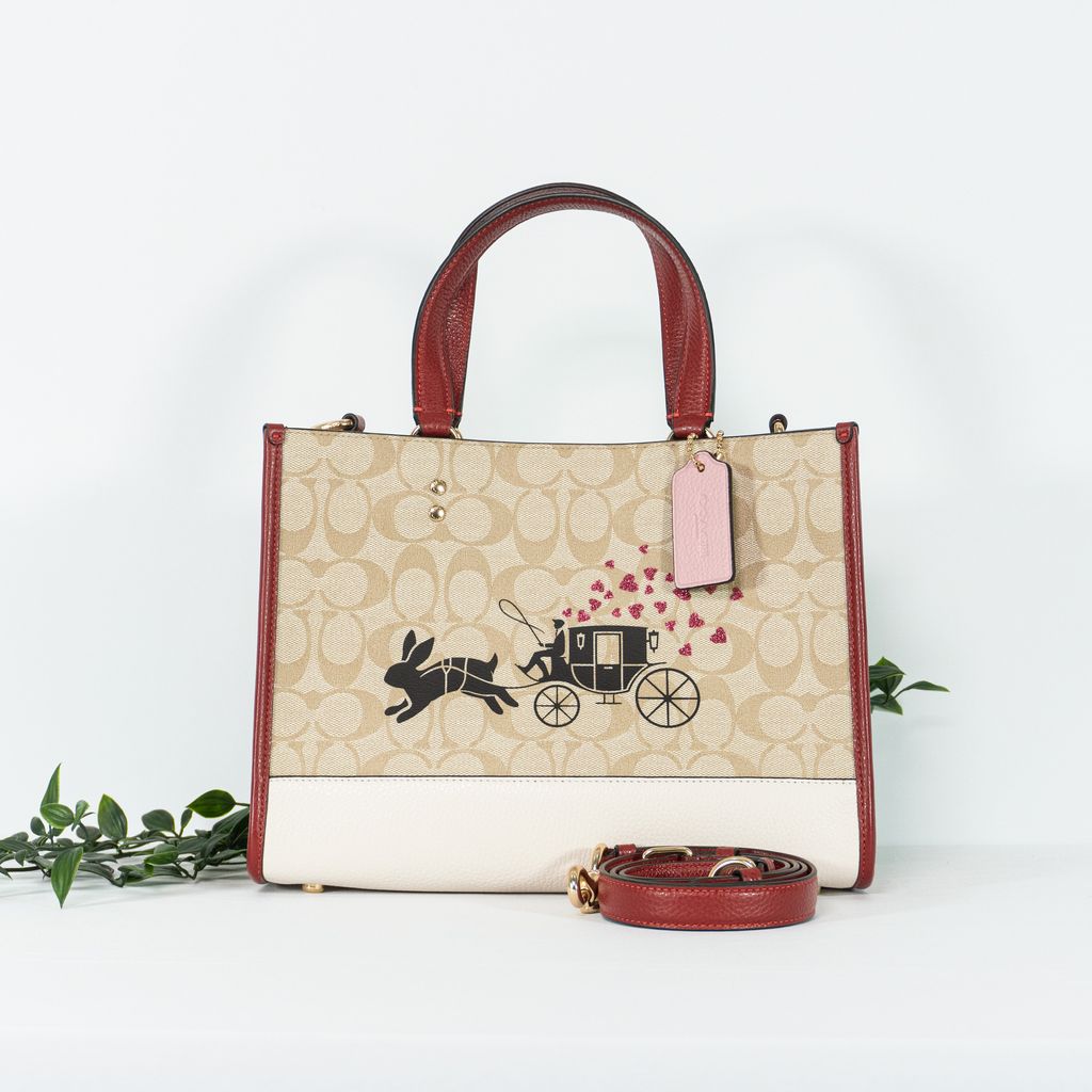 COACH Lunar New Year Dempsey Carryall In Signature Canvas With Rabbit And Carriage in Light Khaki Multi 1