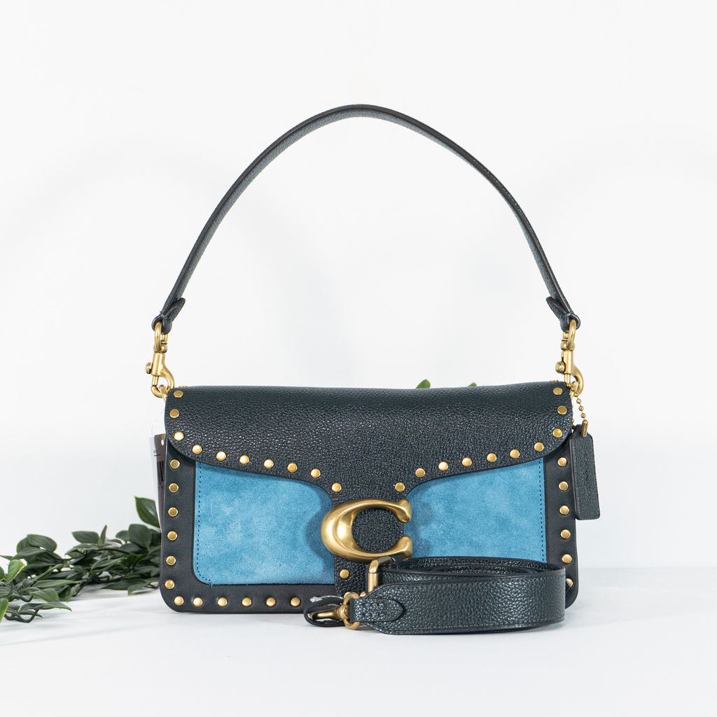 COACH Tabby Shoulder Bag 26 In Colorblock With Rivets in B4Pacific Blue Multi 1